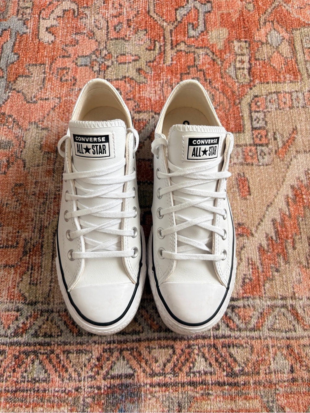 Converse White Low Top Sneakers with Black Trim